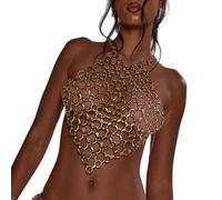Set di reggiseno e catena per il corpo punk traforato per rave, feste in spiaggia, gioielli regolabili da discoteca, regali per donne e ragazze, accessori per gioielli per il corpo, Piccolo, come