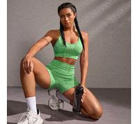 Set di reggiseno sportivo e pantaloncini di moda minimalista da donna, completo casual da indossare tutti i giorni per l'allenamento L,M,SLettere,Colore unicoTessuto in maglia