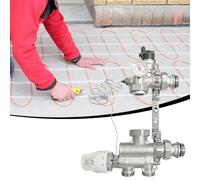 Set Di Regolazione A Valore Fisso Riscaldamento Pavimento, Valvola Miscelatrice Riscaldamento Pavimento Regolabile 20 A 70 °C Con Valvola Miscelatrice E Testa Termostatica (Senza Pompa)