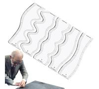 Set di regole di quilting - 5 pezzi, acrilico trasparente | Regole ondulate, guida, strumenti di quilting di precisione, stencil per cucire precisi, kit di regole per il design