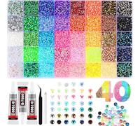 Set Di Resina Strass Colorati Per DIY Brillantini Glitter Per Unghie Kit Creativi Da Braccialetti Tessuti Adesivi Pittura Giochi Bedazzling Creare Diamantini (40 grammi 32.000 + 3 colla da 10 ml)