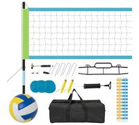 Set di rete da pallavolo con aste regolabili resistenti, include tabelloni segnapunti, pompa, martello, linea di confine e borsa per il trasporto per uso in giardino o in spiaggia