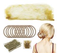 Set di retina per capelli biondi con 40 forcine e 12 elastici, bordo elastico in rete per chignon, forcine dorate a forma di U per ballerine, infermiere e donne