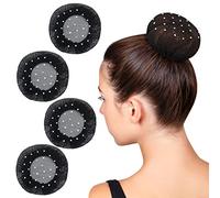 Set di retina per capelli in cristallo, retina per capelli con strass in cristallo retina per capelli per ragazze balletto con nodo netto per acconciatura aiuto per ballerino di danza (9.5 cm, nero)