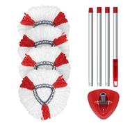 Set di ricambio per mocio rotante compatibile con Vileda Turbo in microfibra, manico regolabile in altezza con testa rotante, base, 4 panni in microfibra