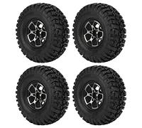 Set di ricambio per ruota in lega RC con telecomando 1/10 e pneumatici in gomma, durevole ed ecologico per auto RC D90 SCX10 (Nera)