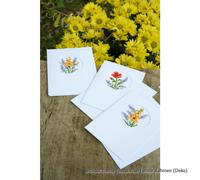 Set di ricamo per biglietti d'auguri Vervaco "Fiori e lavanda" Set di 3, motivo