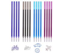 Set di ricariche compatibili con mine Legami, 16 cartucce per penne gel, 4 blu, 4 nero, 4 turchese, 4 viola, mina cancellabile con punta da 0,7 mm, altezza 13 cm,