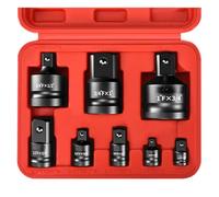 Set di riduttori adattatori per prese 1/4 3/8 1/2 3/4 con custodia di stoccaggio Avvitatore a percussione e kit di conversione chiave per utensili meccanici Nero 8pcs