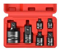 Set di riduttori adattatori per prese 1/4 3/8 1/2 3/4 con custodia di stoccaggio Avvitatore a percussione e kit di conversione chiave per utensili meccanici Nero 6pcs