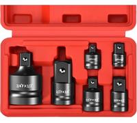 Set di riduttori adattatori per prese nere da 6 pezzi 1/4 3/8 1/2 3/4 con custodia di stoccaggio Avvitatore a percussione e kit di conversione chiave per utensili meccanici (pollici inclusi) 6pcs