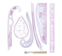 Set di Righelli Curvi da 7 Pezzi, PVC Trasparente per Disegno Moda | Scala centimetrica precisa, flessibile per sagomatura, alta trasparenza per progetti