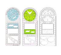 Set di righelli geometrici multifunzione per disegno matematico con 14 figure geometriche goniometro rotondo set per scuola superiore senior goniometro righello bussola set da disegno in metallo