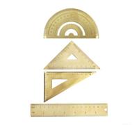 Set di righelli in ottone di precisione con goniometro e triangoli per una misurazione accurata, kit di disegno in metallo di lunga durata