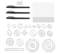 Set di righelli modello, righello per la creazione di modelli | Righello per pittura fai da te,Set di motivi Graffiti per scrapbooking fai-da-te con 3 penne, plastilina, guida, 20 fogli di carta