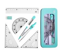 Set di righelli per disegno, compasso e righelli per geometria, set geometria per studenti, kit di righelli per matematica e geometria portatile, kit multifunzione per studenti