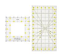Set di righelli per quilting, confezione da 2 |Righello da cucito acrilico per quilting/artigianato/fai da te |16,5x16,5 cm e 16x30 cm con punto di arresto della cucitura e scala