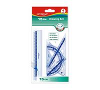 Set di righelli scolastici - Righello da 15 cm - Squadra a 45° - Cartabone 60° - Goniometro 180° - Materiale plastico resistente - Keyroad