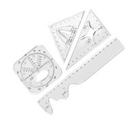 Set di righelli, trasparente, disegno matematico, set di righelli | Righello geometrico, goniometro, 4 pezzi, modello ergonomico a forma geometrica, con bordi sicuri, resistente alle cadute e