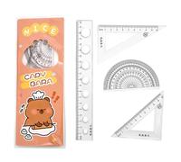 Set Di Righeri - Rigio Capybara Afti Per Bambini | Kit Di Strumenti Di Matematica Della Geometria Carina Con Reggero Da Ginnastica A Triangolo | Adorabile Set Di Articoli Di Cartoleria Per Lo Studio D