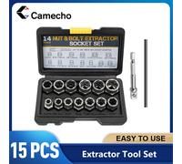 Set di rimozione bulloni e dadi da 15 pezzi Set di strumenti per estrattori di bulloni in acciaio Cr-Mo con custodia solida per set di prese per estrazione industriale