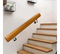 Set di ringhiere in legno massiccio da 1 m con staffe in acciaio inox, montaggio a parete, per interni, lunghezza regolabile 30 cm-450 cm, per un supporto robusto