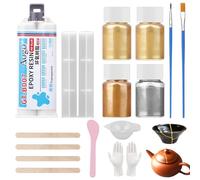 Set di riparazione Kintsugi, colla in porcellana dorata per riparare la riparazione di ceramica rotta, vetro, piattini, colla in ceramica, riparazione di regali significativi e artigianato, perfetto