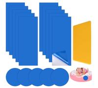 Set di riparazione per piscina, autoadesivo, 10 toppe rettangolari e 5 rotonde in PVC blu con spatola, 16 pezzi, set per pellicola per piscina, materasso ad aria, gonfiabile, impermeabile, flessibile