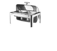 Set di Riscaldavivande per Buffet Chafing Dish con coperchio a rullo da 9 Qt, scaldavivande in acciaio inossidabile padella di dimensioni standard, visibile, rettangolare for catering(Silvery)