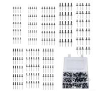 Set di rivetti ciechi in alluminio nero, 200 pezzi, assortiti, 8-18 mm, flangia, scatola nera, assortimento di rivetti ciechi per riparazione di mobili auto, 200 pezzi, set di rivetti ciechi da 3,2 mm