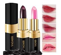 Set di rossetti da 2 pezzi, rossetto magico che cambia colore per le donne (rosa nera e pesca succosa), rossetto impermeabile a lunga durata, balsamo per labbra nutriente