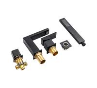 Set di rubinetti da bagno, 4 pezzi, con adattatore e soffione doccia, adatto per bagno, WC, appartamenti, sale benessere, rame nero