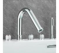 Set di rubinetti da bagno a 5 fori Miscelatore rotante a 360 ° con doccia portatile Dual Mode Deck Mount Rubinetto da bagno per un'esperienza spa di lusso Facile installazione