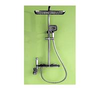 Set di rubinetti for doccia da bagno con display digitale, accessori for bagni Il flusso d'acqua produce elettricità, set sistemi for pianoforte nero(Chrome Square)
