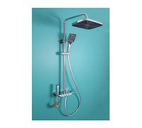 Set di rubinetti for doccia da bagno con display digitale, accessori for bagni Il flusso d'acqua produce elettricità, set sistemi for pianoforte nero(Chrome Square-01)
