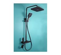 Set di rubinetti for doccia da bagno con display digitale, accessori for bagni Il flusso d'acqua produce elettricità, set sistemi for pianoforte nero(Balck Square-02)