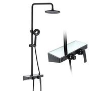 Set di rubinetti for doccia Sistema a parete Soffione a pioggia da 9 pollici combinato a regolabile in altezza Kit finiture for vasca e nere con beccuccio for, spruzzatore portatile a 3 funzioni