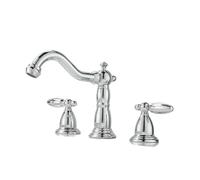 Set di rubinetti for lavabo a doppia maniglia interamente in rame miscelatore for acqua calda fredda for lavello a doppio foro costruzione durevole(Silver)