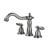 Set di rubinetti for lavabo da bagno a doppio foro interamente in rame 2 maniglie 3 pezzi con miscelatore for acqua calda fredda(Gray)