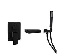 Set di rubinetti for Vasca con Doccetta, Beccuccio a Cascata LED, Rubinetto for Riempimento Maniglia Singola for Bagno a Parete,Nero(Noir)