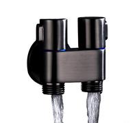 Set di rubinetti in ottone con doppia valvola di controllo 1-in-2-out per lavatrice e WC, facile installazione, finitura nera, accessorio idraulico per rubinetto da bagno