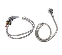 Set di rubinetti miscelatore caldo e freddo in lega di zinco per letto shampoo negozio barbiere, rubinetto elettrolitico a 7 strati con soffione doccia e tubo, parti di ricambio con finitura argento