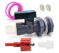 Set di Rubinetti per Acqua Piovana, Rubinetto per Canna da Pioggia in PVC, con Raccordo a Paratia, Adattatore per Tubo (25 mm+16 mm), Sega a Tazza, per Acquari, Piscine, Barili da Giardino
