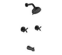 Set di rubinetti per doccia a 2 maniglie con beccuccio vasca da bagno rubinetto doccia Set combinato Sistema doccia Vasca completa e kit di finiture per doccia nero opaco Set di rubinetti per vasca da