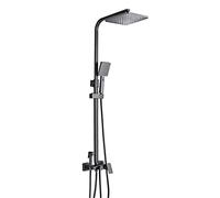 Set di rubinetti per doccia classica 4 funzioni, rubinetti da bagno per bagno a parete pistola grigio, doccia a testa di pioggia con spray bidet, tocco di mixer in ottone Aqiong