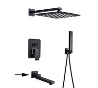 Set di rubinetti per Doccia in Bronzo Nero, soffione Doccia a Pioggia in Ottone, Miscelatore monocomando per Bagno, Set Doccia per Vasca, 3 Vie, 16 Pollici A