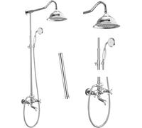 Set di rubinetti per doccia in ottone anticato con spruzzatore portatile, soffione a pioggia da 30,5 cm, finitura cromata lucida, sistema da bagno di lusso per un'esperienza simile a una spa
