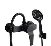 Set di rubinetti per doccia in ottone nero - Soffione doccia portatile, tubo flessibile e rubinetto per vasca da bagno - design a leva singola per bagni moderni