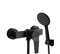 Set di rubinetti per doccia in ottone nero, soffione doccia, tubo flessibile e rubinetto da bagno, comando a leva singola per bagni moderni