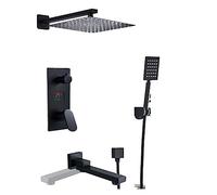 Set di rubinetti per doccia nero opaco con display digitale da 20 cm sistema doccia a cascata miscelatore per vasca da bagno a cascata rubinetto regolabile a 3 vie per un bagno di lusso aggiornamento